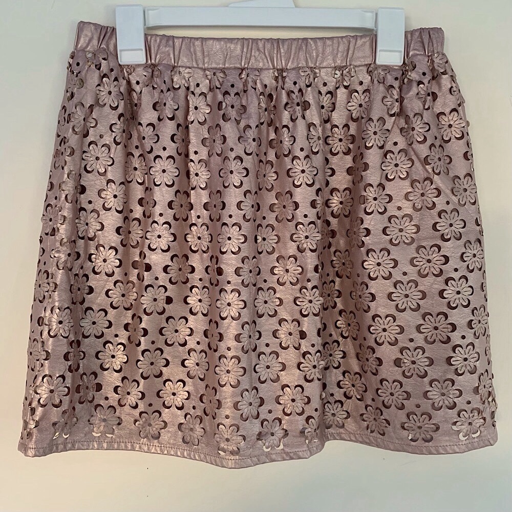Metallic Skirt with Flower Cut-Outs